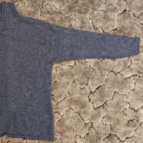 Plaited Cable Blue Sweater with pockets, Heather Tweed size M, wool - Picture 5 of 8